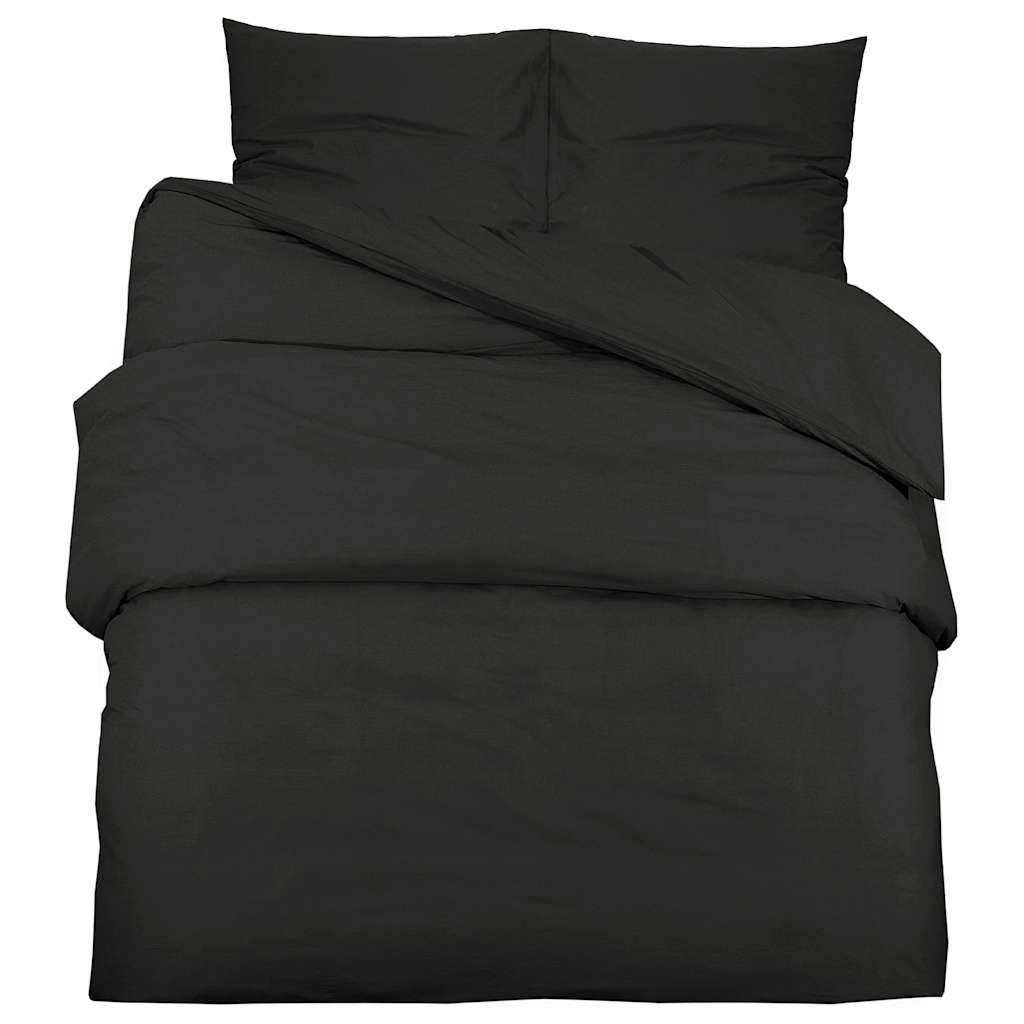 VidaXL Bettwäsche-Set, leicht, 220 x 240 cm, Mikrofaser, Schwarz