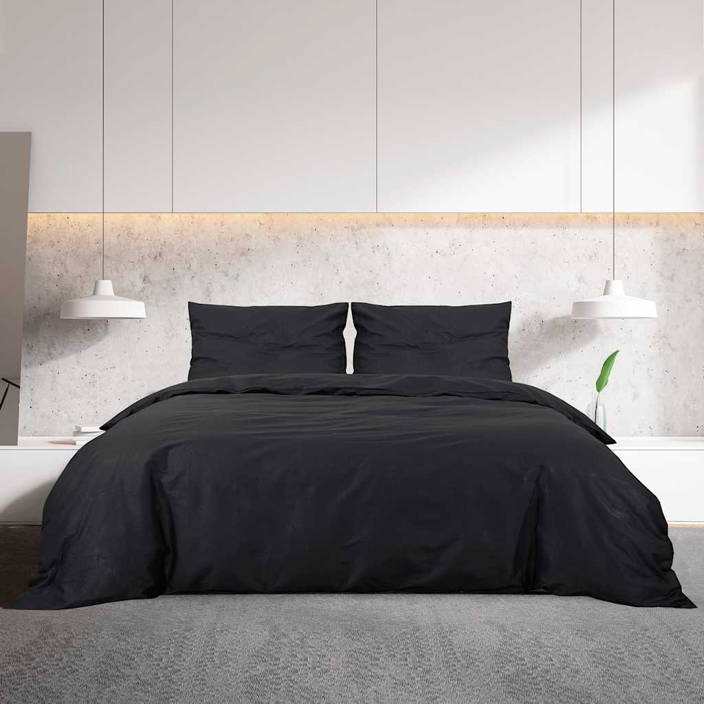 VidaXL Bettwäsche-Set, leicht, 220 x 240 cm, Mikrofaser, Schwarz