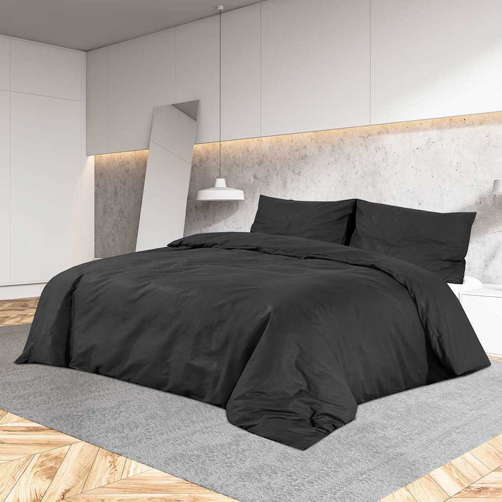 VidaXL Bettwäsche-Set, leicht, 220 x 240 cm, Mikrofaser, Schwarz