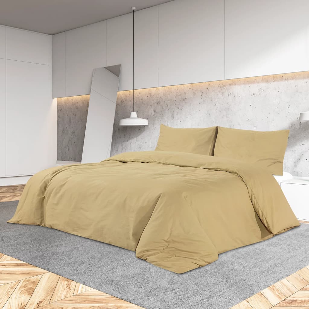 Vidaxl dekbedovertrekset lichtgewicht 200x200 cm microvezel taupe