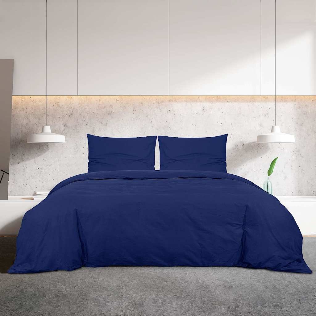 Vidaxl dekbedovertrekset 155x220 cm microvezel marineblauw