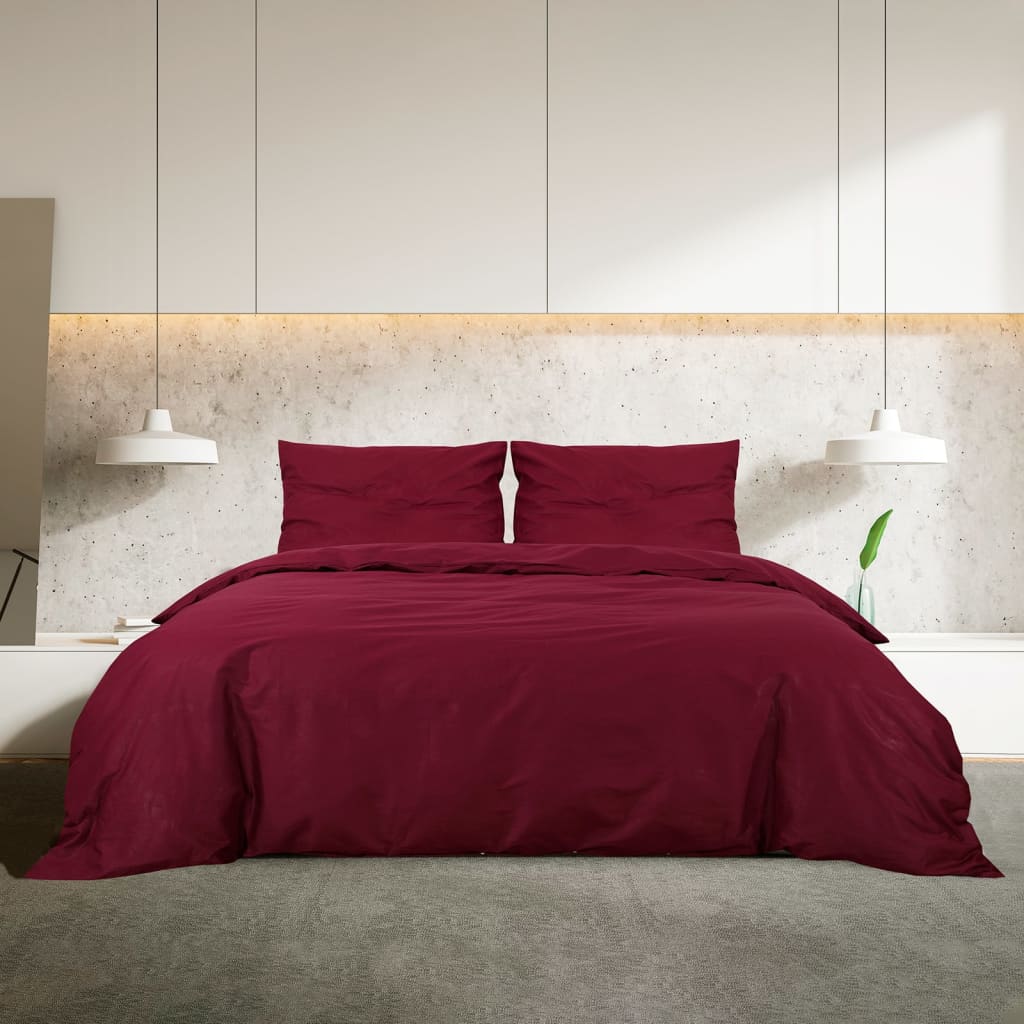 VidaXL Bettwäsche-Set, leicht, 200 x 200 cm, Mikrofaser, Bordeaux