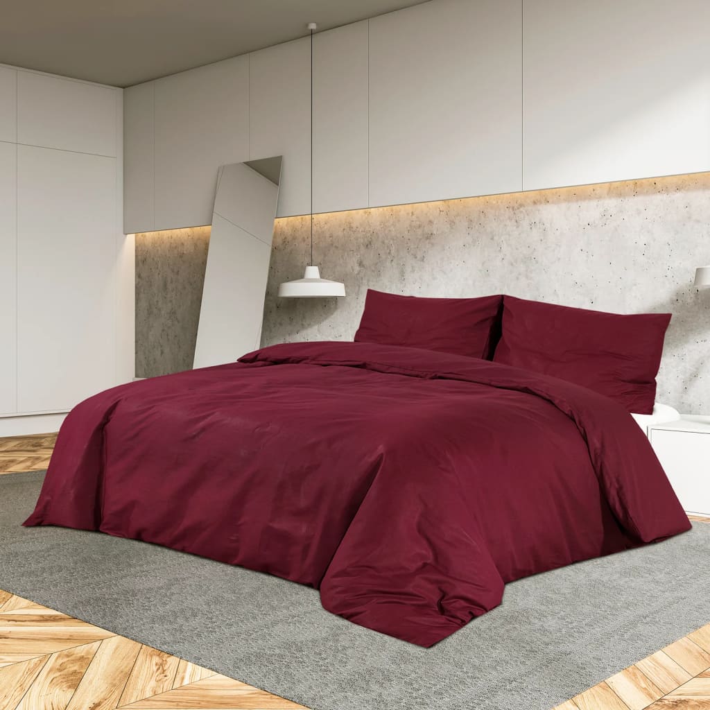 VidaXL Bettwäsche-Set, leicht, 220 x 240 cm, Mikrofaser, Bordeaux