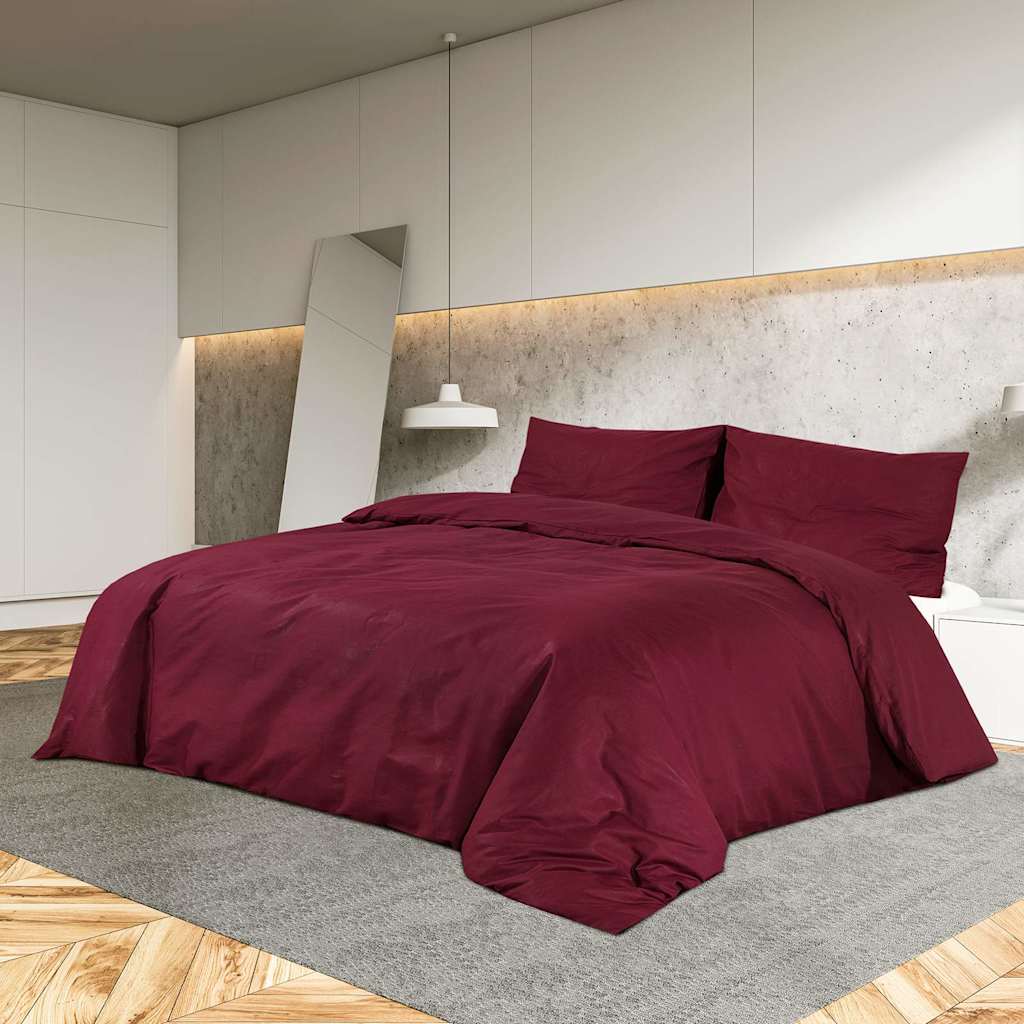 Vidaxl dekbedovertrekset lichtgewicht 155x220 cm microvezel bordeaux