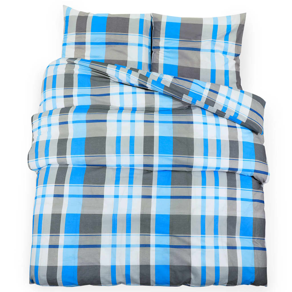 VidaXL Bettwäsche-Set 200x200 cm Baumwolle Blau und Grau
