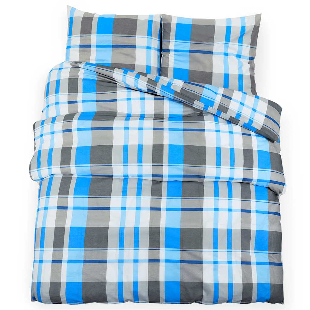 Vidaxl dekbedovertrekset 260x240 cm katoen blauw en grijs