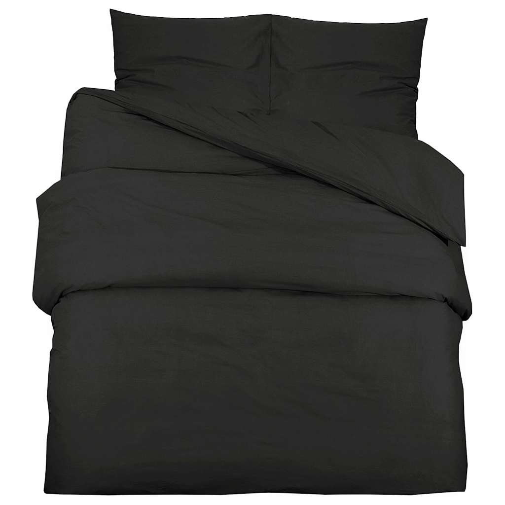 VidaXL Bettwäsche-Set 200x220 cm Baumwolle Schwarz