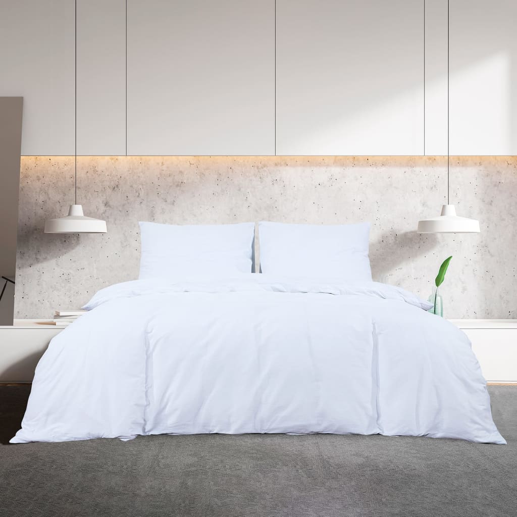 VidaXL Bettwäsche-Set 200x220 cm Baumwolle Weiß