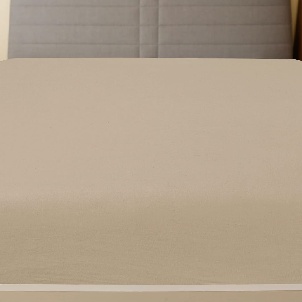 VidaXL Spannbettlaken Jersey 2-teilig 140x200 cm Baumwolle Taupe