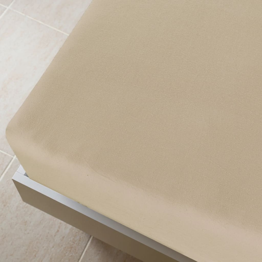 VidaXL Spannbettlaken Jersey 2-teilig 140x200 cm Baumwolle Taupe