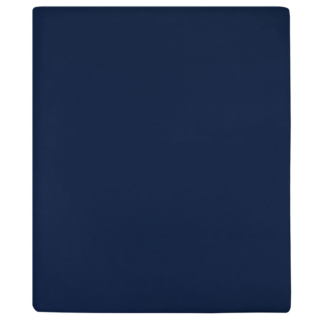 VidaXL Spannbettlaken Jersey 90x200 cm Baumwolle Marineblau