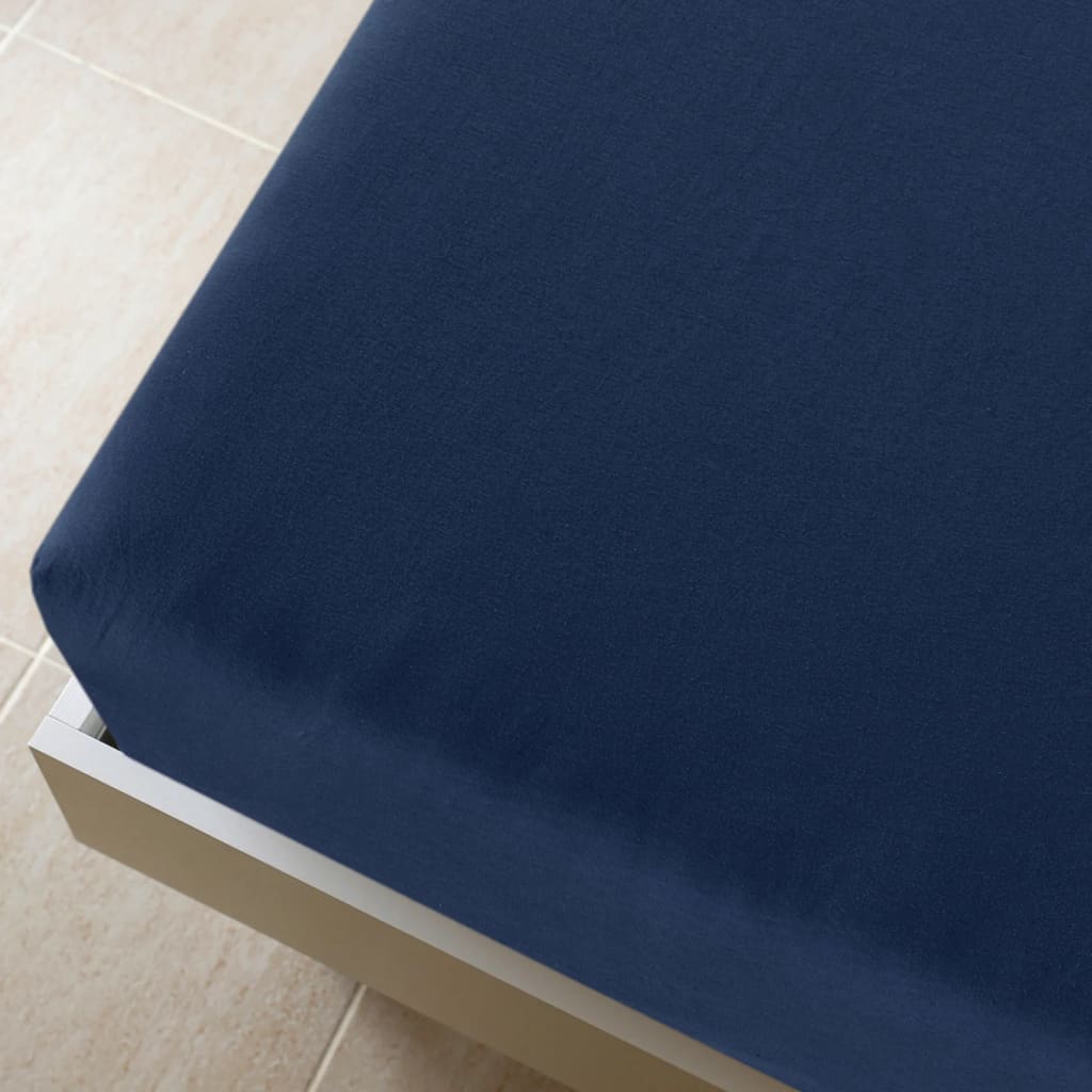 VidaXL Spannbettlaken Jersey 90x200 cm Baumwolle Marineblau