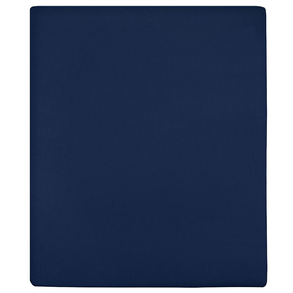 VidaXL Spannbettlaken, 2-teilig, Jersey, 100 x 200 cm, Baumwolle, marineblau