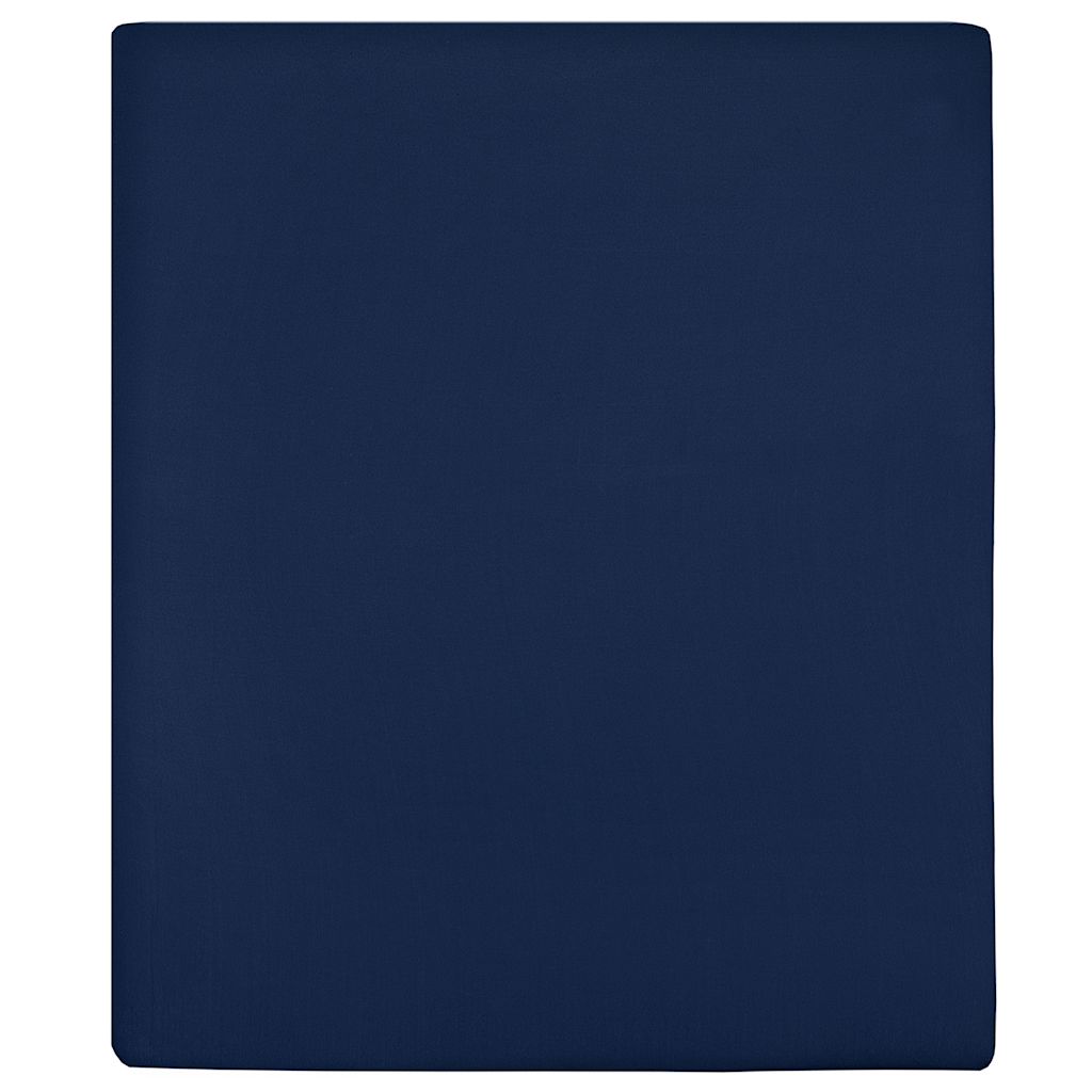 VidaXL Spannbettlaken, 2-teilig, Jersey, 100 x 200 cm, Baumwolle, marineblau