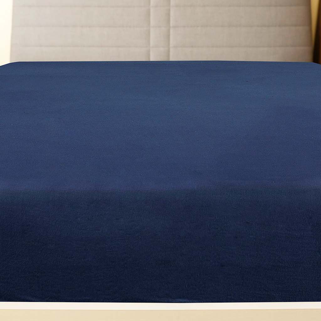 VidaXL Spannbettlaken, 2-teilig, Jersey, 100 x 200 cm, Baumwolle, marineblau