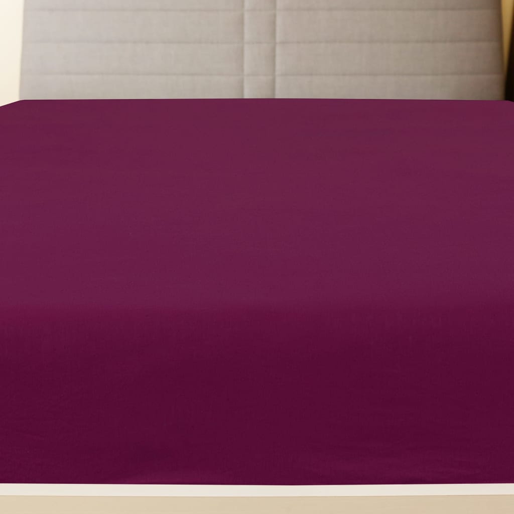 VidaXL Spannbettlaken, 2-teilig, Jersey, 140 x 200 cm, Baumwolle, bordeauxrot