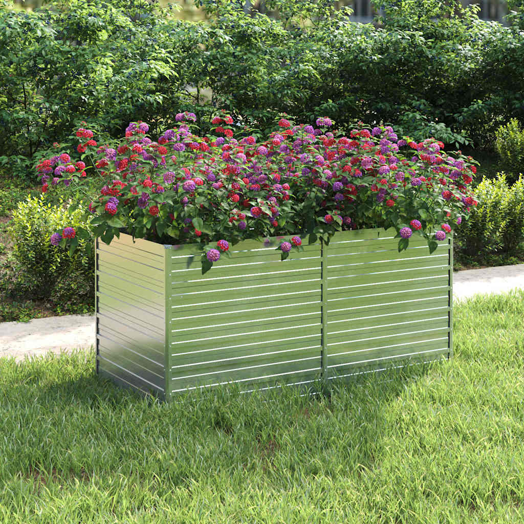 Vidaxl plantenbak verhoogd 160x80x77 cm gegalvaniseerd staal zilver