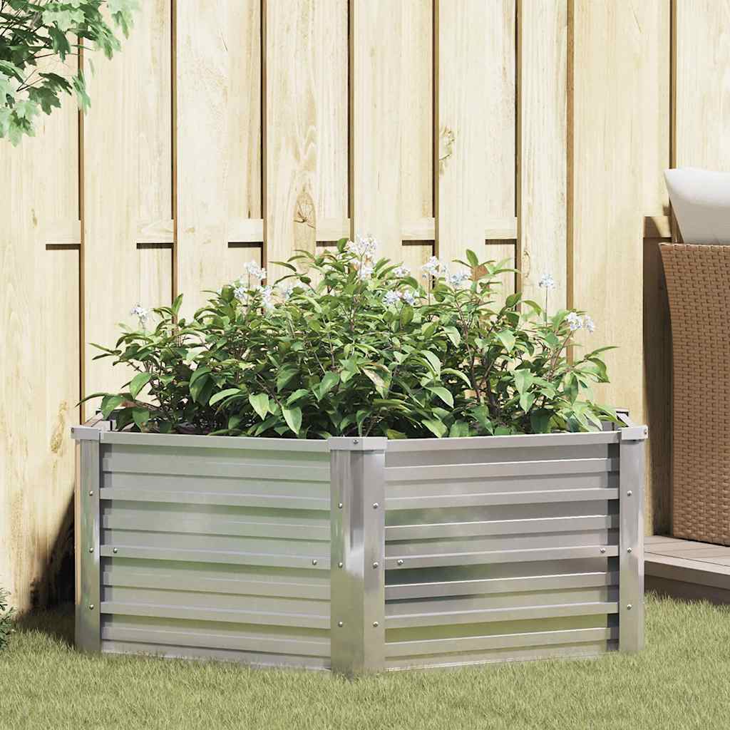 Vidaxl plantenbak verhoogd 129x45 cm gegalvaniseerd staal zilverkleur
