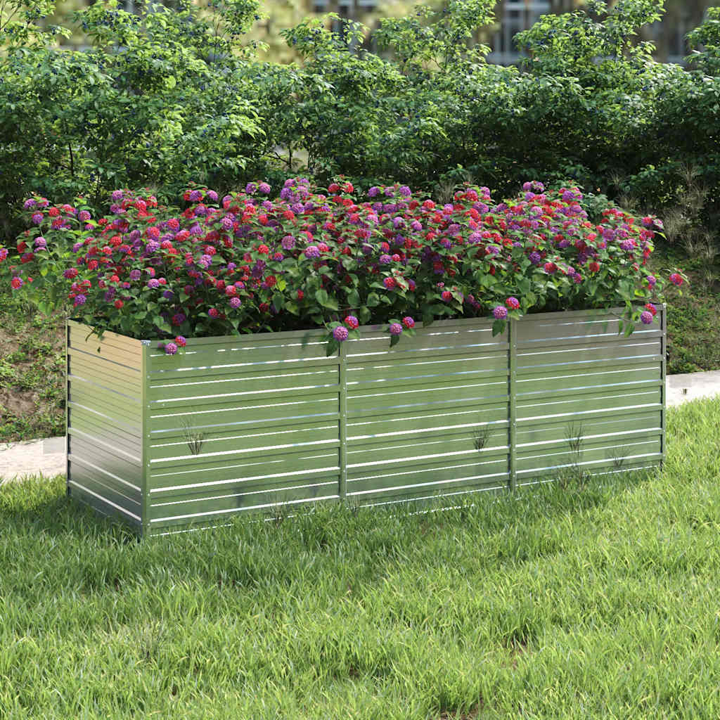 Vidaxl plantenbak verhoogd 240x80x77 cm gegalvaniseerd staal zilver