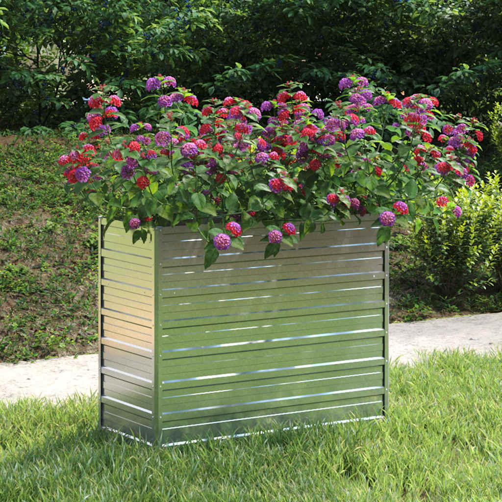 Vidaxl plantenbak verhoogd 100x40x77 cm gegalvaniseerd staal zilver