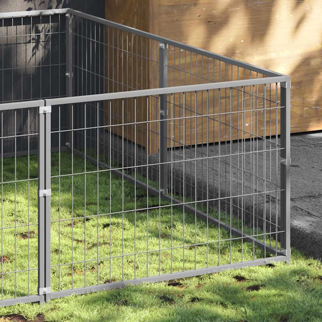 Vidaxl hondenkennel 4 m² staal zilverkleurig