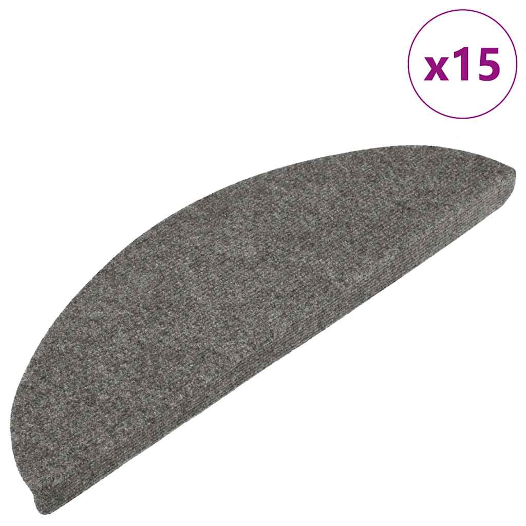 VidaXL Selbstklebende Treppenmatten, 15 Stück, 56 x 17 x 3 cm, Grau