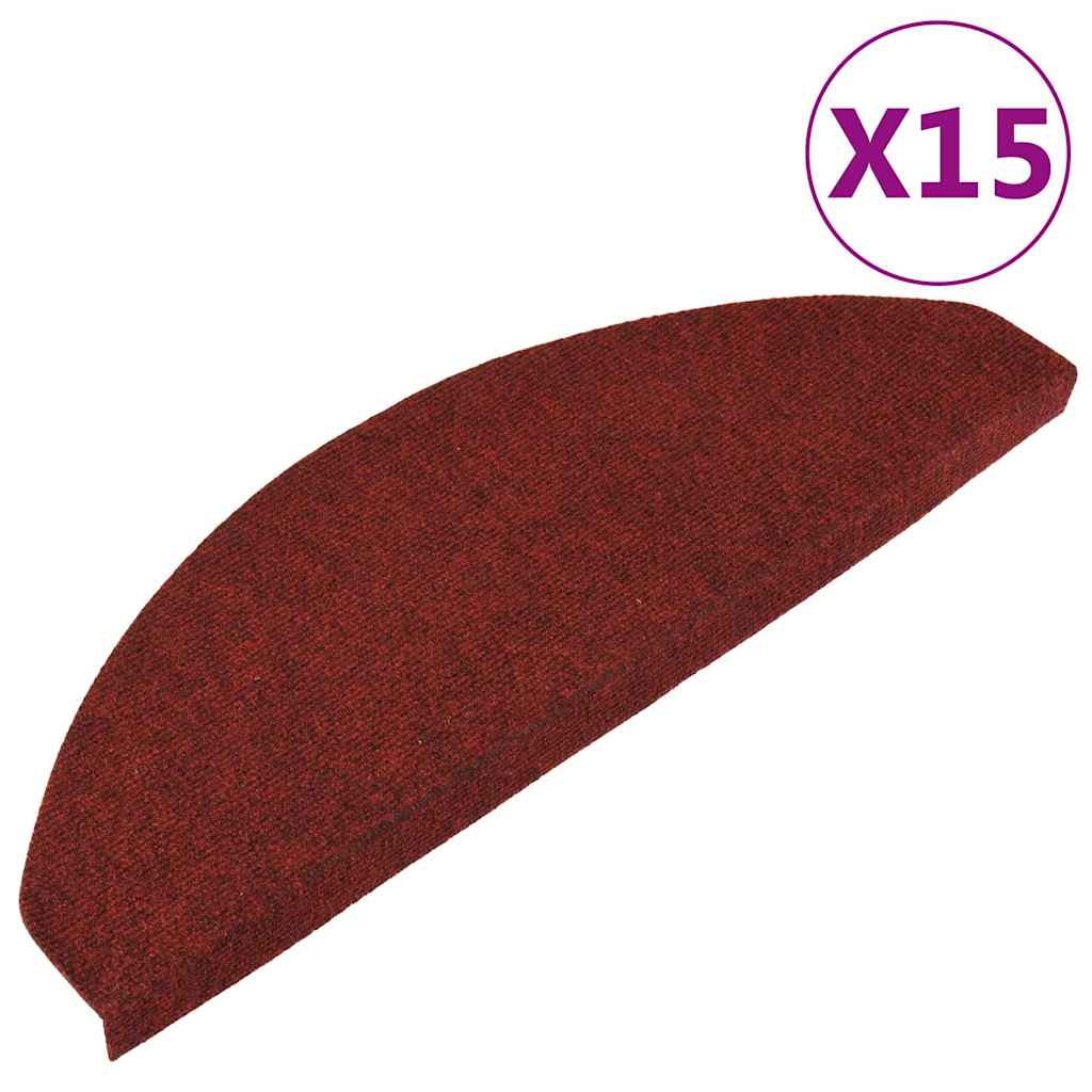 VidaXL Selbstklebende Treppenmatten, 15 Stück, 65 x 22,5 x 3,5 cm, Rot