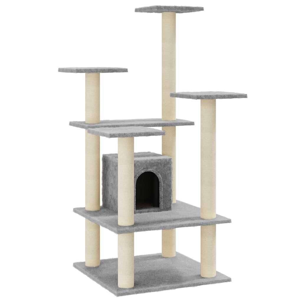 Vidaxl kattenkrabpaal met sisal krabpalen 110 cm lichtgrijs