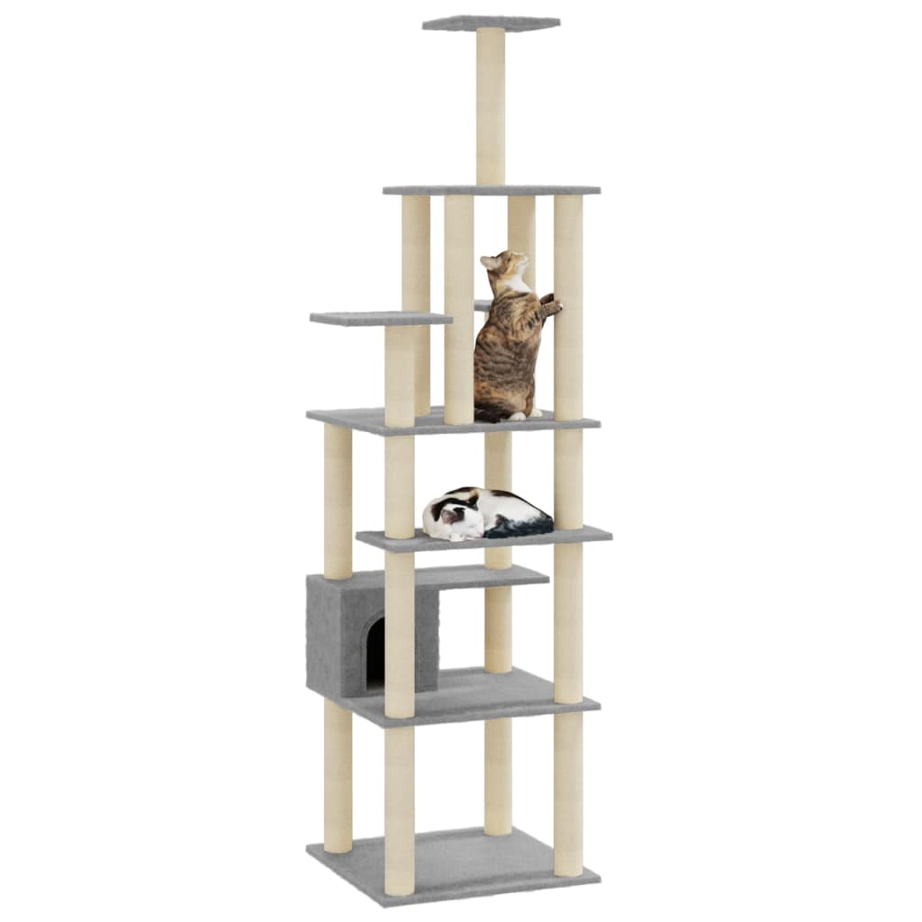 Vidaxl Kratzbaum für Katzen mit Sisal – Kratzern 183 cm hellgrau