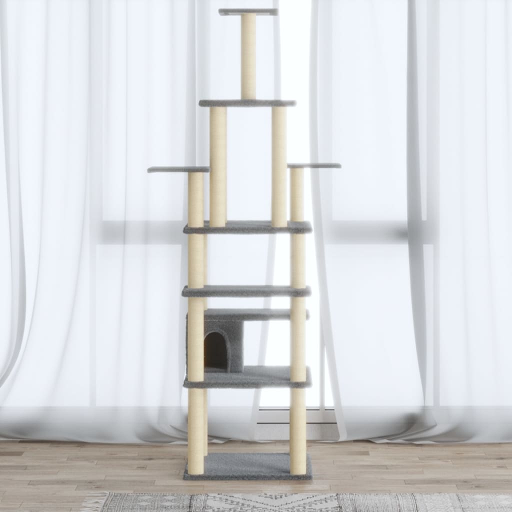 Vidaxl Kratzbaum für Katzen mit Sisal – Kratzern 183 cm hellgrau