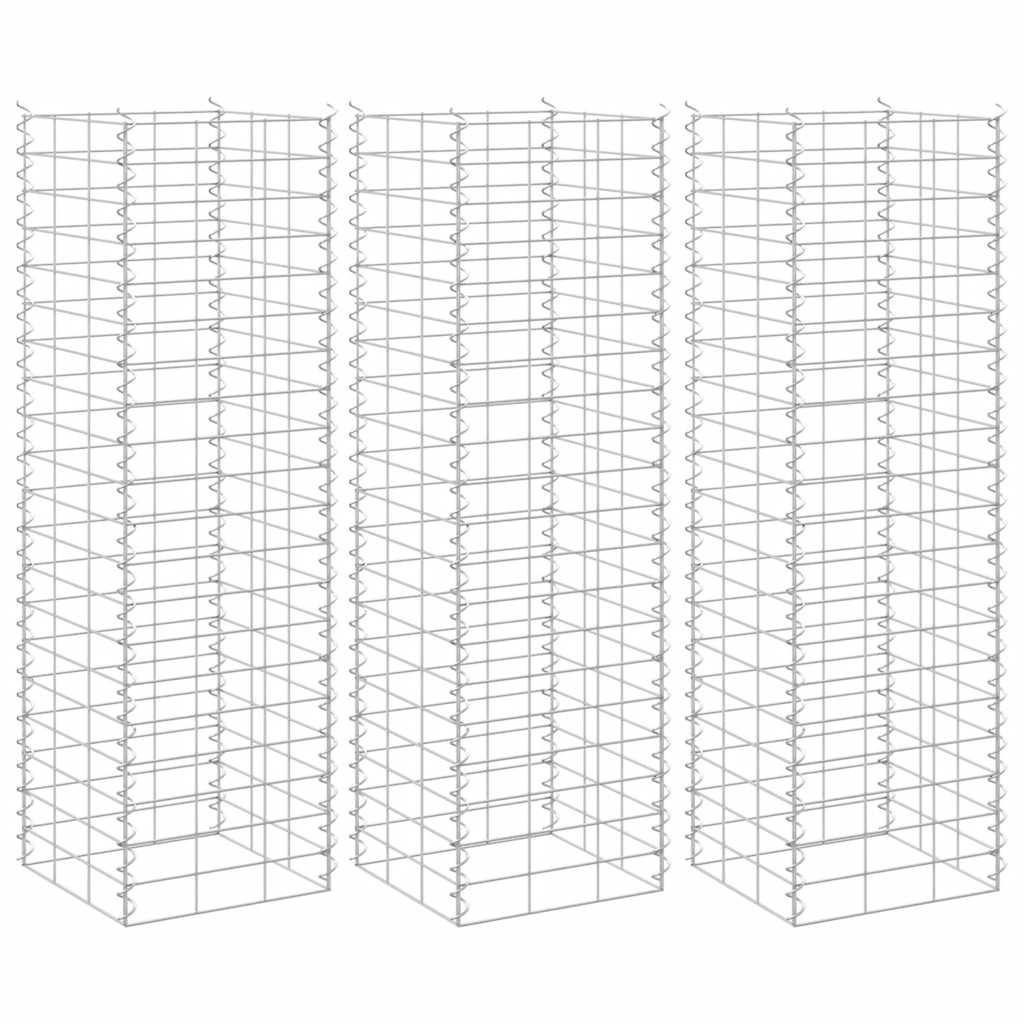 Vidaxl schanskorf plantenbakken 3 st verhoogd 30x30x100 cm ijzer