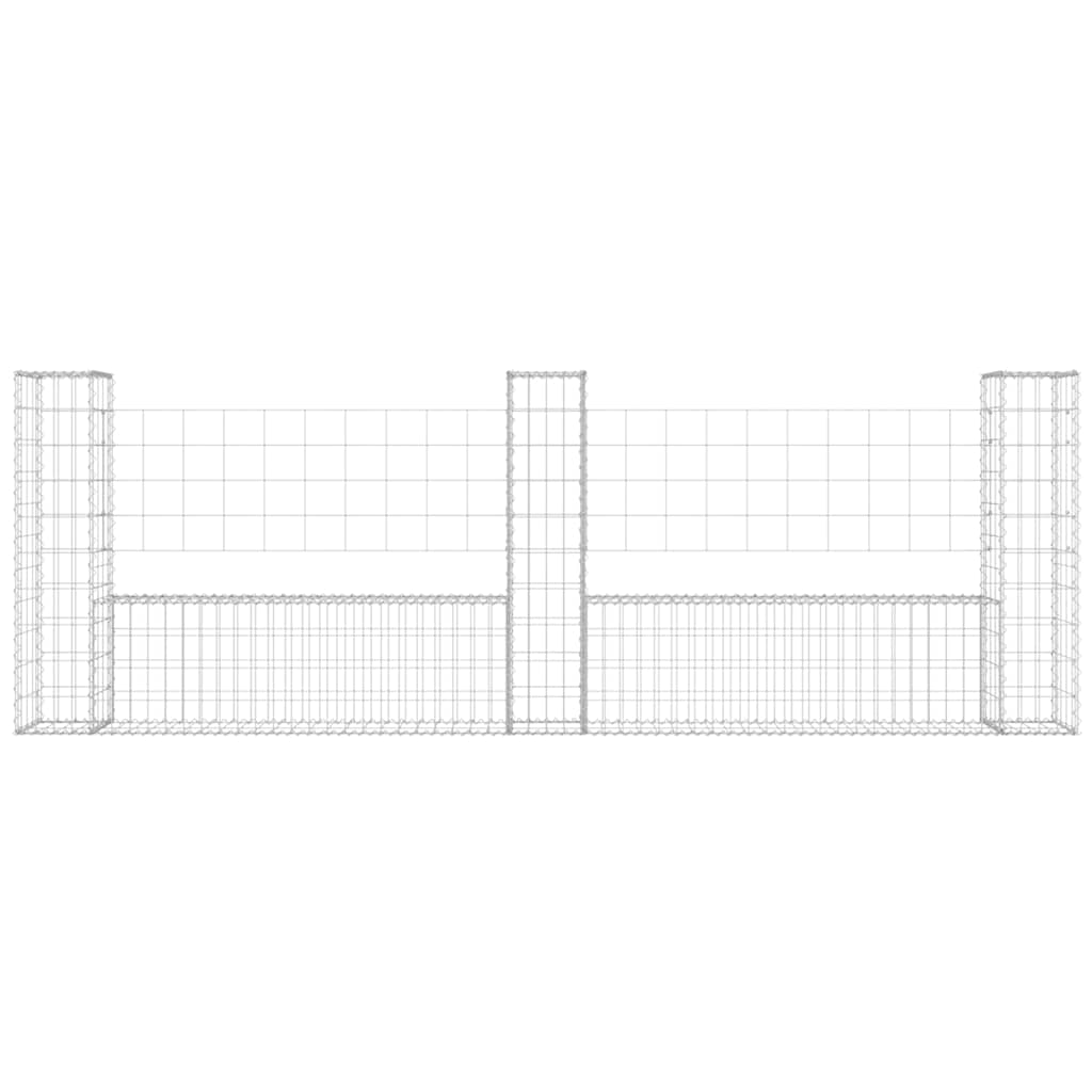 Vidaxl schanskorf u-vormig met 3 palen 260x20x100 cm ijzer
