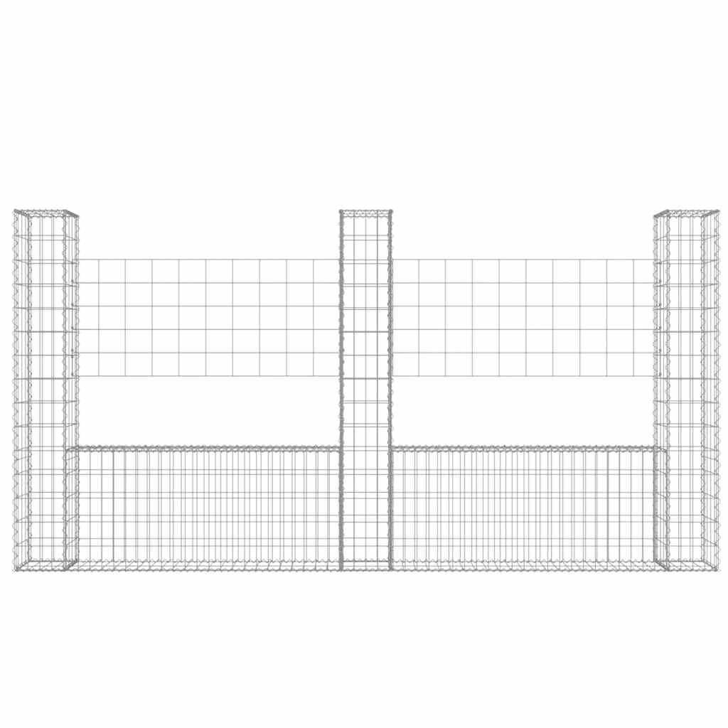 Vidaxl schanskorf u-vormig met 3 palen 260x20x150 cm ijzer