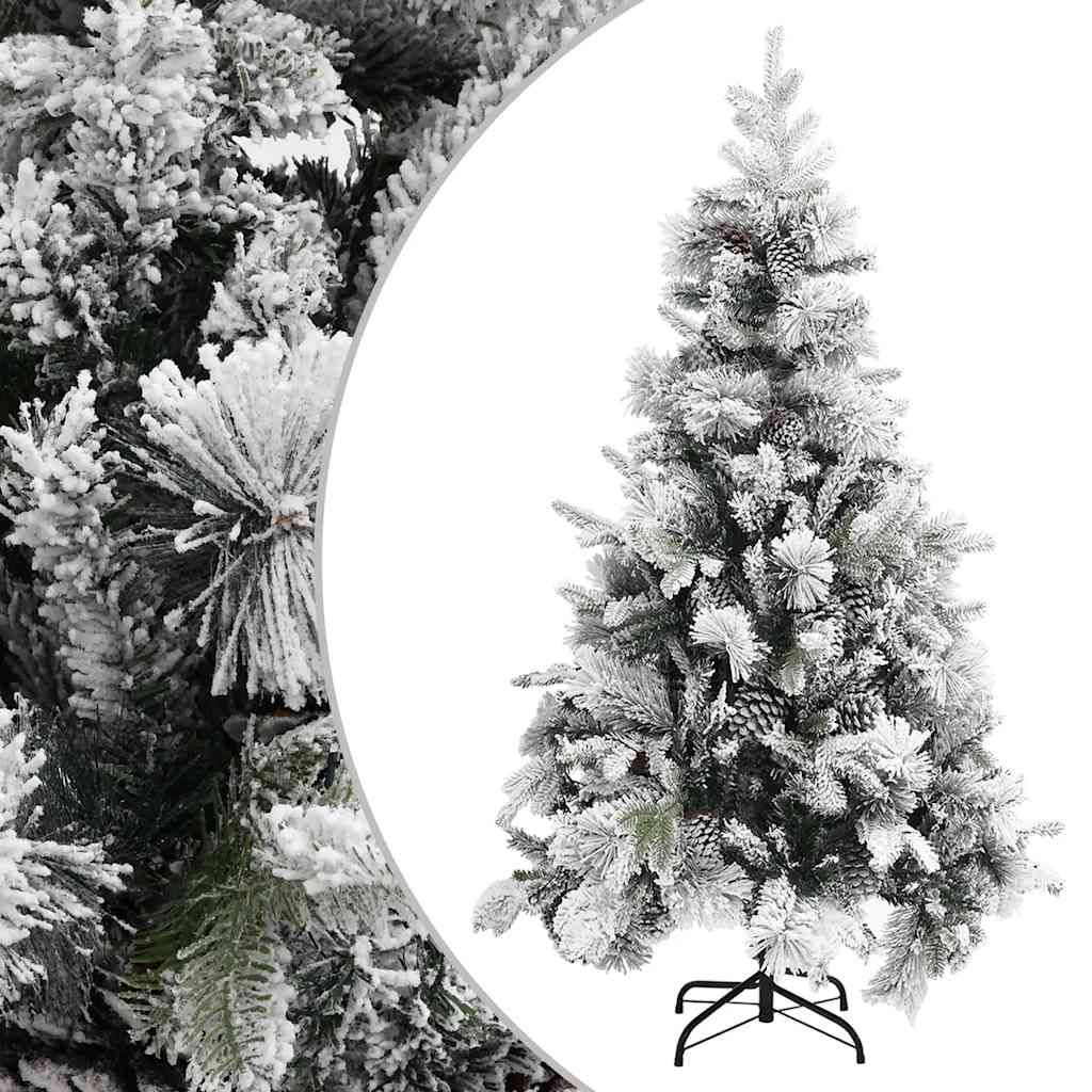 Vidaxl Weihnachtsbaum mit Kiefernkegeln und Schnee 195 cm aus PVC und PE