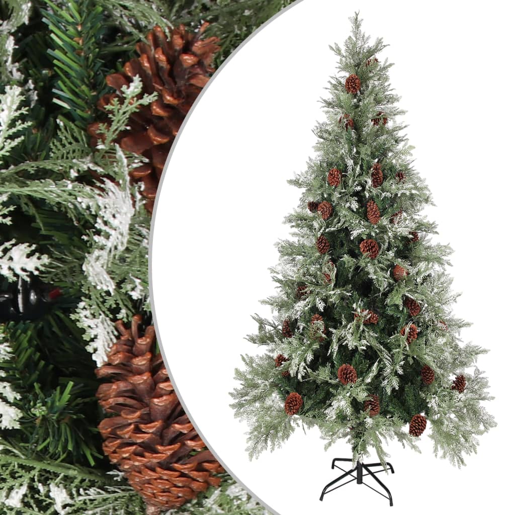 Vidaxx Weihnachtsbaum mit Kiefernzapfen, 225 cm, PVC und PE, grün und weiß