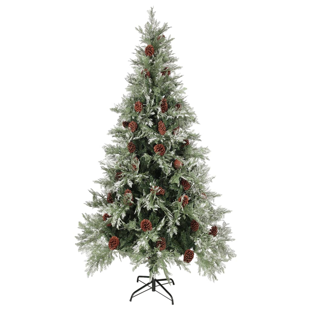 Vidaxx Weihnachtsbaum mit Kiefernzapfen, 225 cm, PVC und PE, grün und weiß