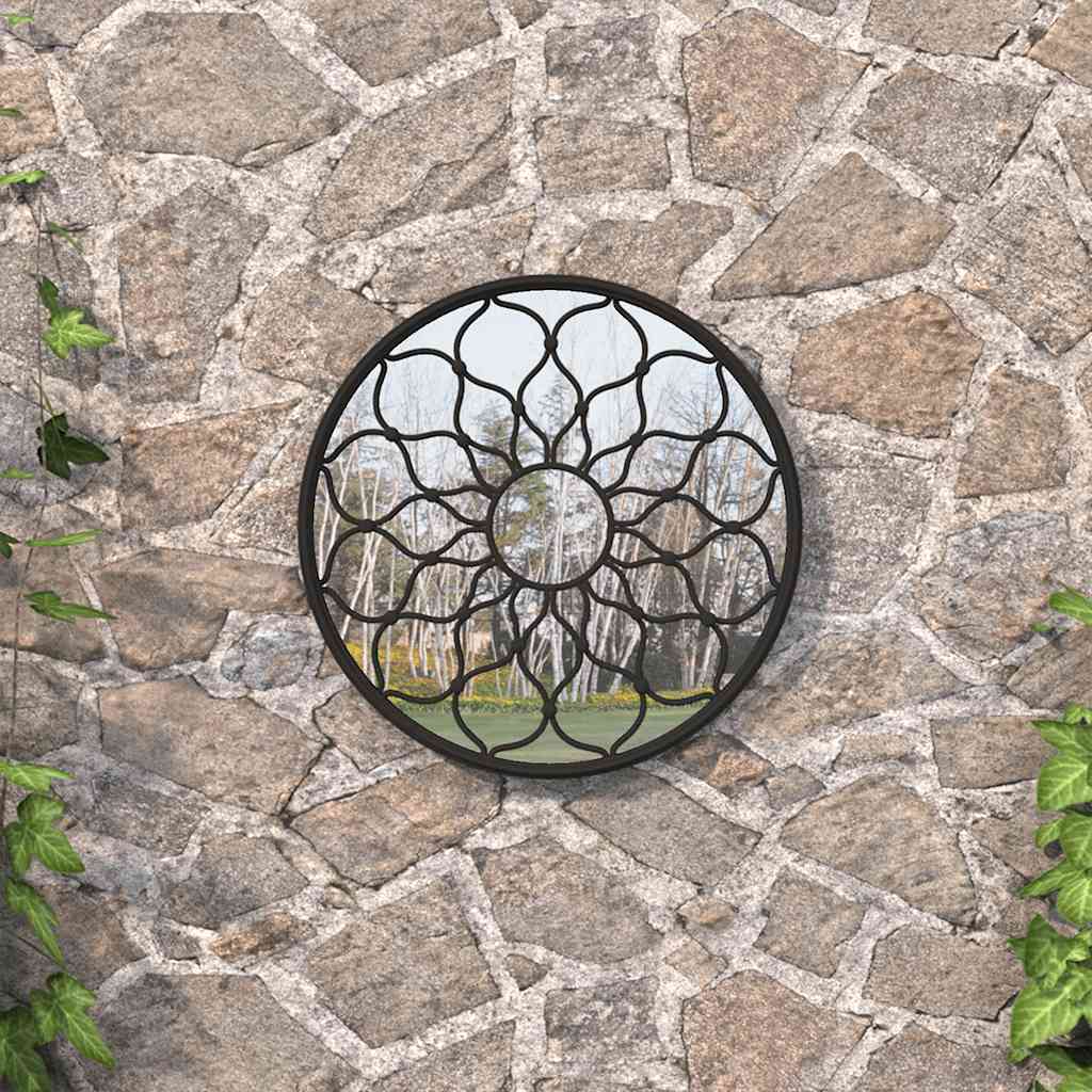 Vidaxx Gartenspiegel um 60 x 3 cm Eisen schwarz