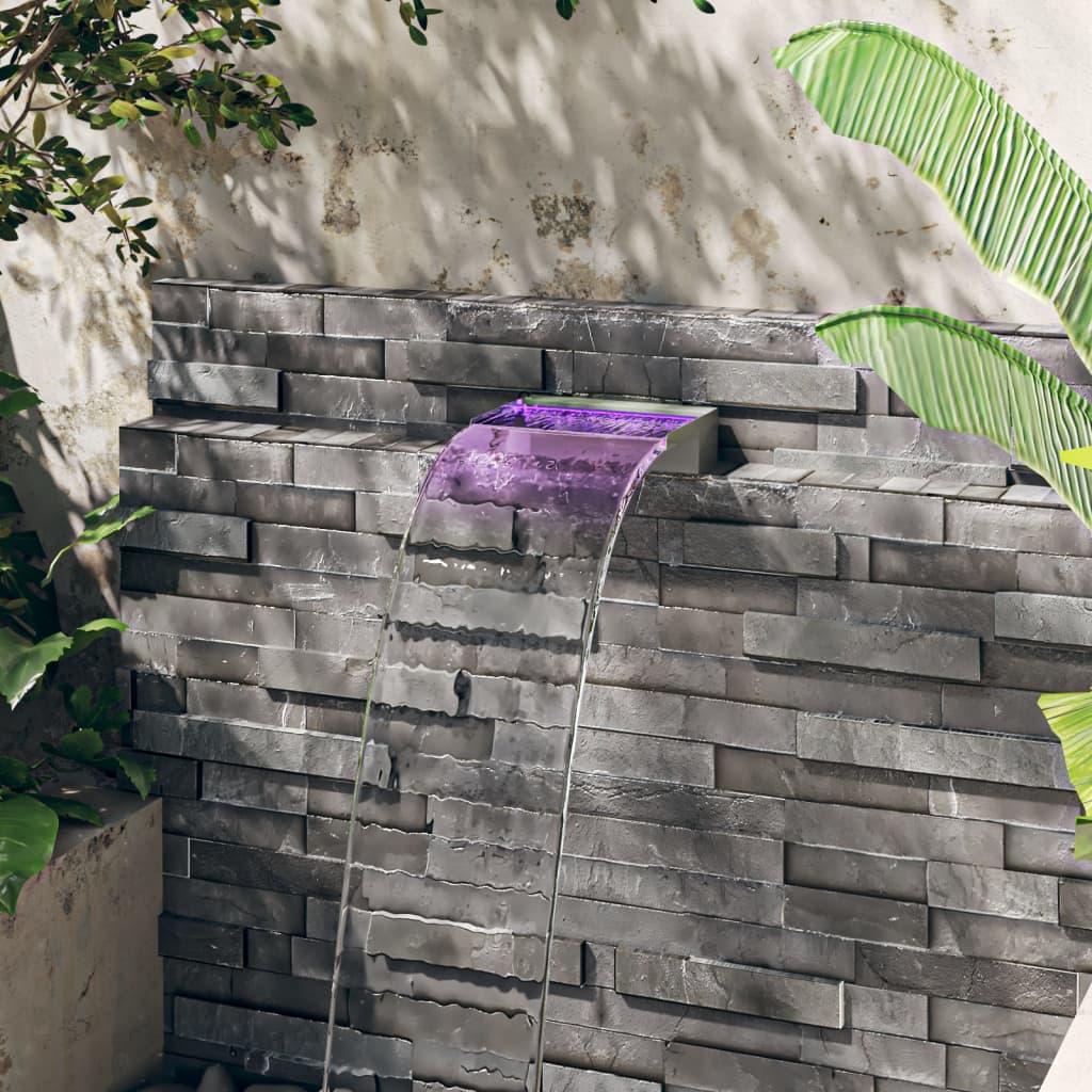 VidaXL Wasserfallüberlauf mit RGB-LEDs, 30 cm, Edelstahl