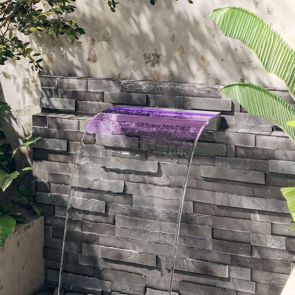 VidaXL Wasserfallüberlauf mit RGB-LEDs, 60 cm, Edelstahl
