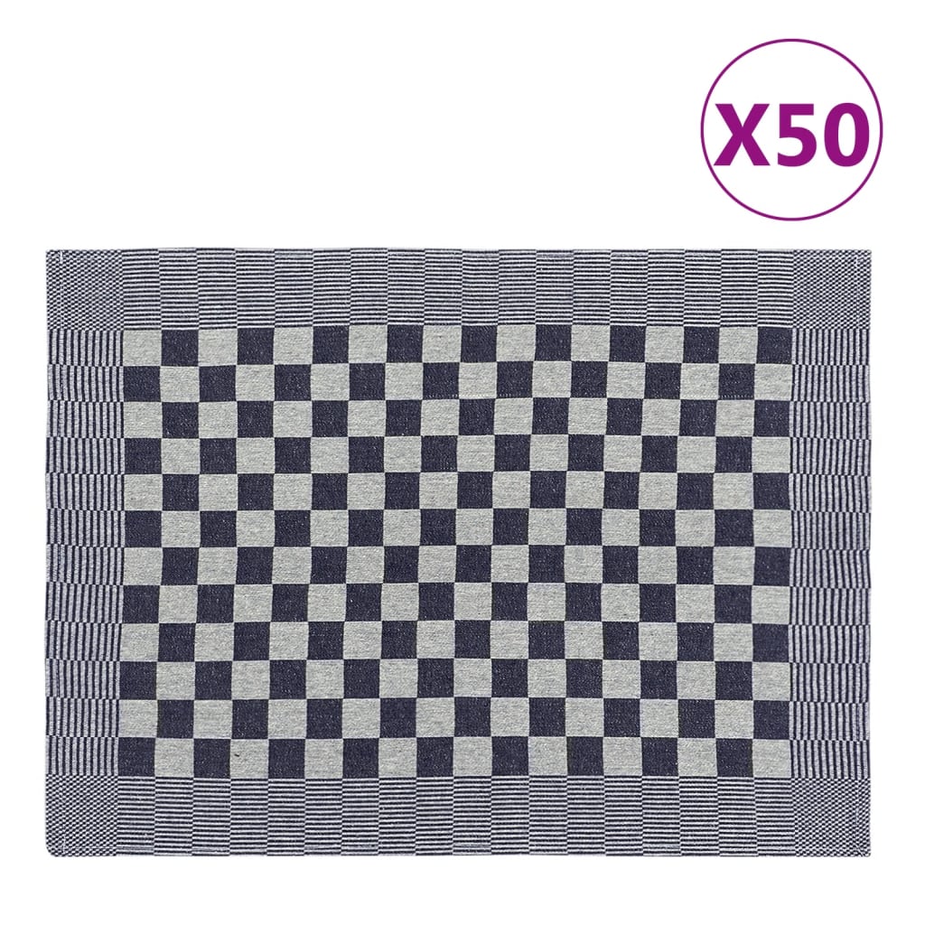 VidaXL Küchentücher, 50 Stück, 50 x 70 cm, Baumwolle, blau und weiß