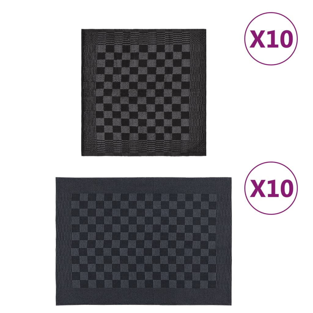 VidaXL 20-teiliges Küchenhandtuch-Set aus Baumwolle, schwarz und grau