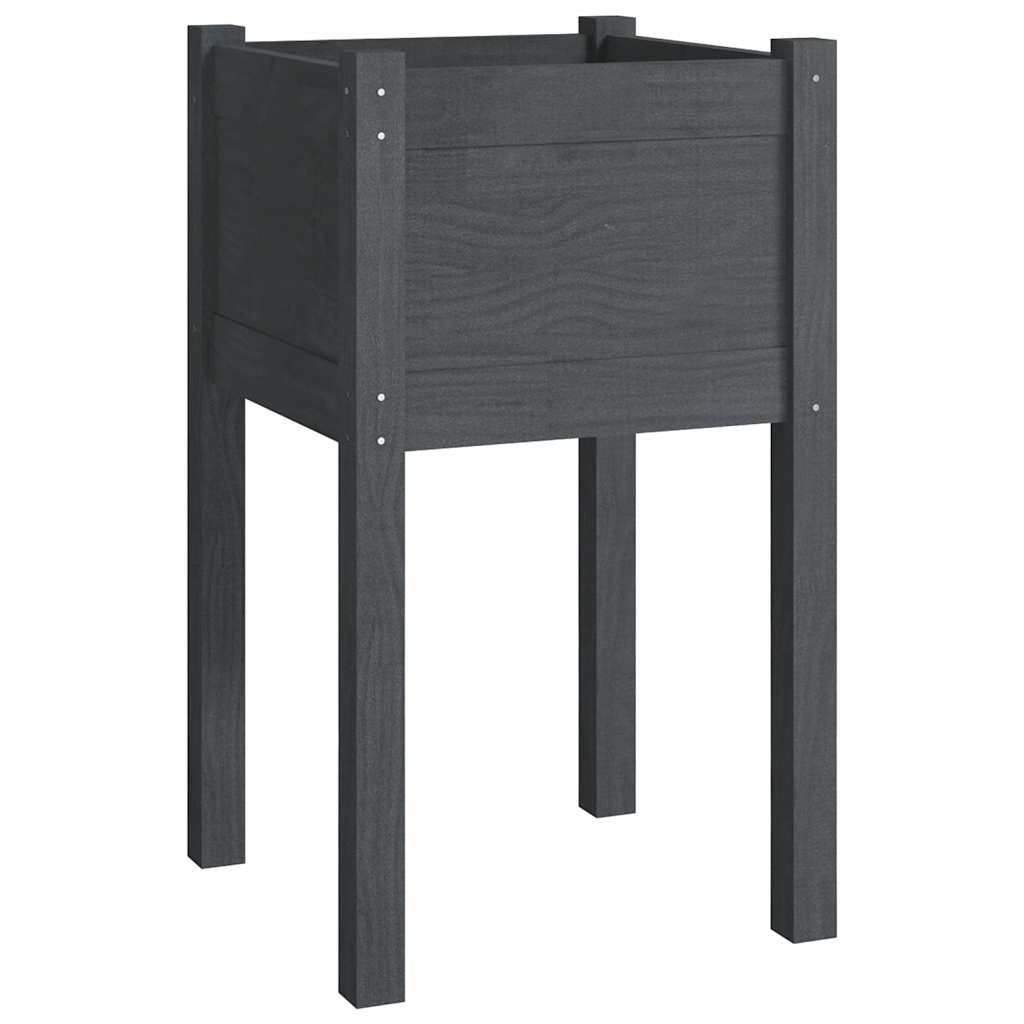 Vidaxl plantenbakken 2 st 40x40x70 cm massief grenenhout grijs