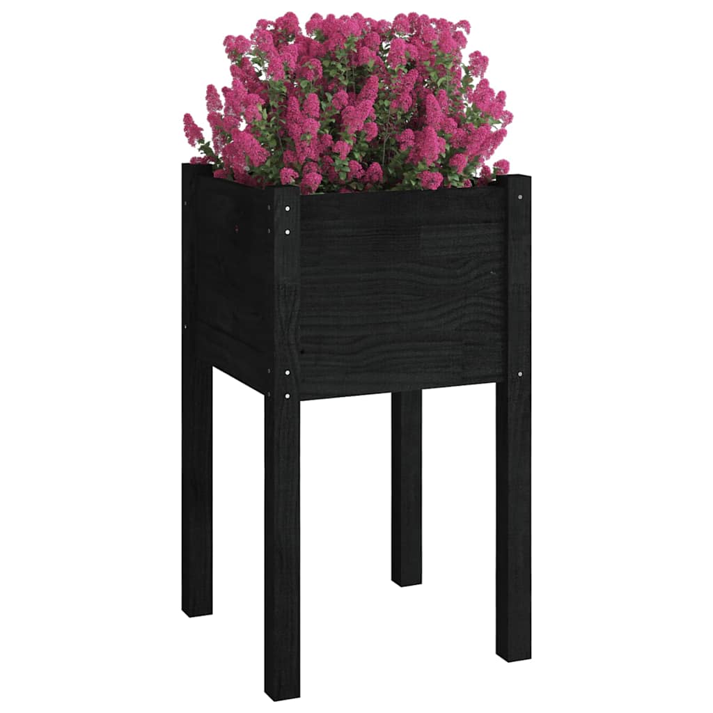 Vidaxl plantenbak 40x40x70 cm massief grenenhout zwart