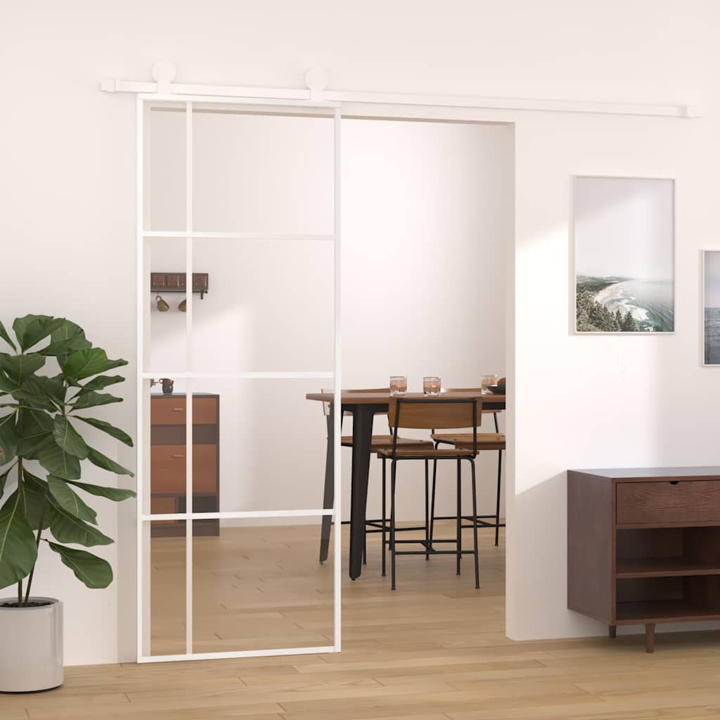 Vidaxl schuifdeur 76x205 cm esg-glas en aluminium wit