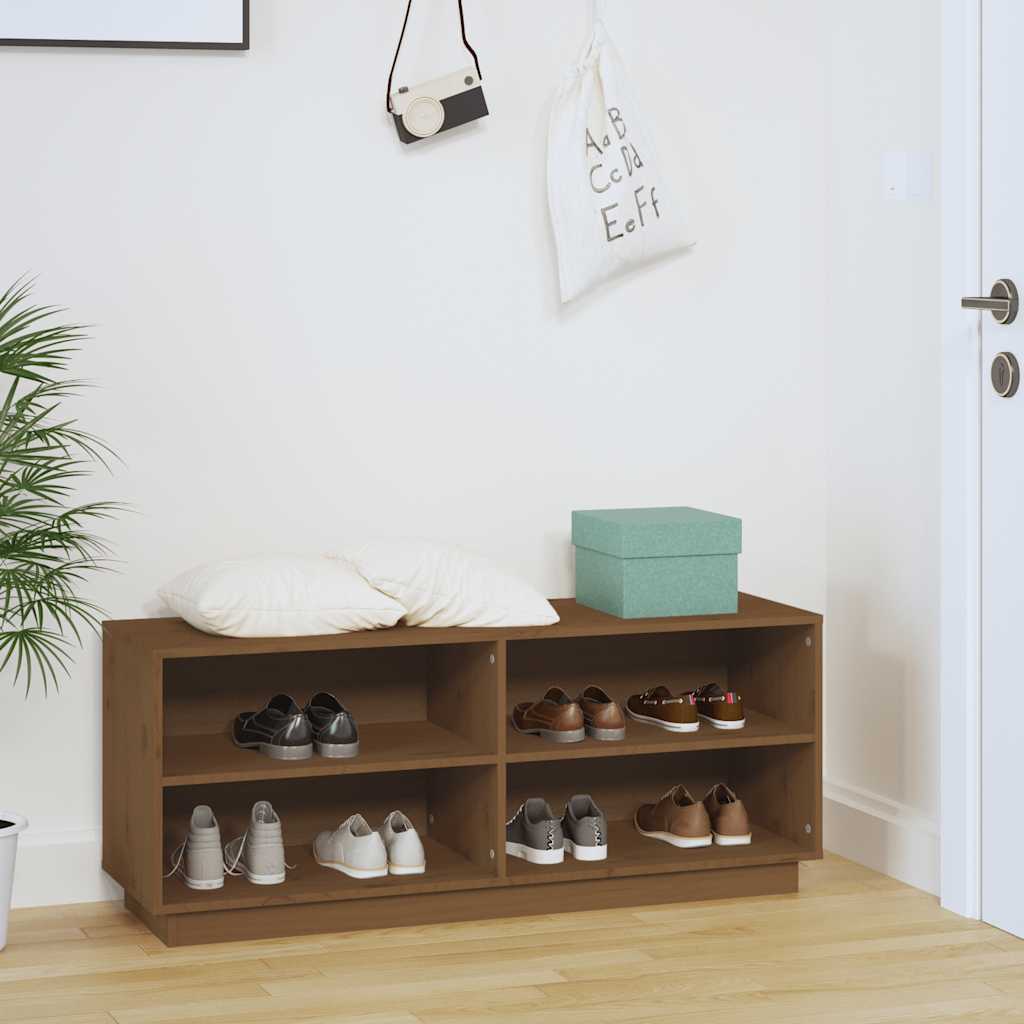 Vidaxx Schuhschrank 110x34x45 cm Festkiefer Honigbraun
