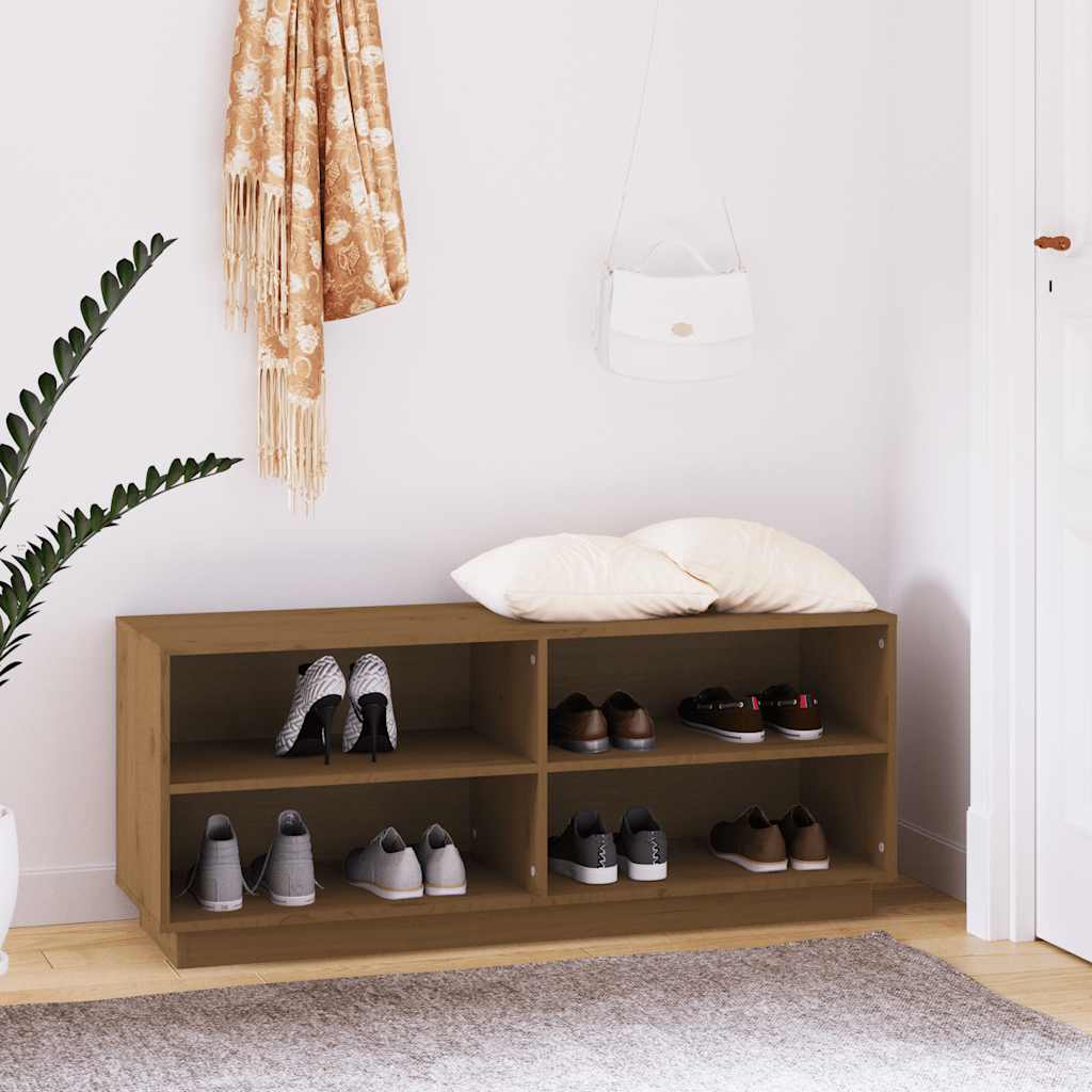 Vidaxx Schuhschrank 110x34x45 cm Festkiefer Honigbraun