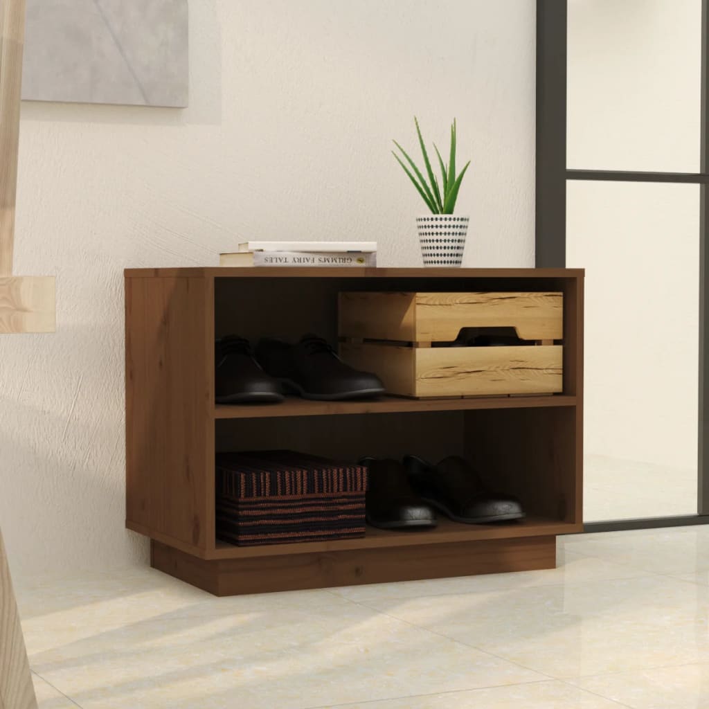 Vidaxx Schuhschrank 60x34x45 cm Festkiefer Honigbraun