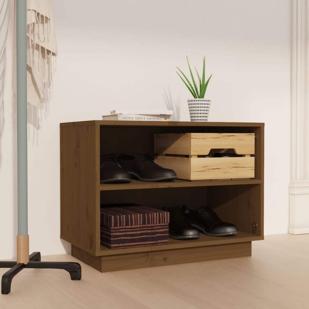 Vidaxx Schuhschrank 60x34x45 cm Festkiefer Honigbraun