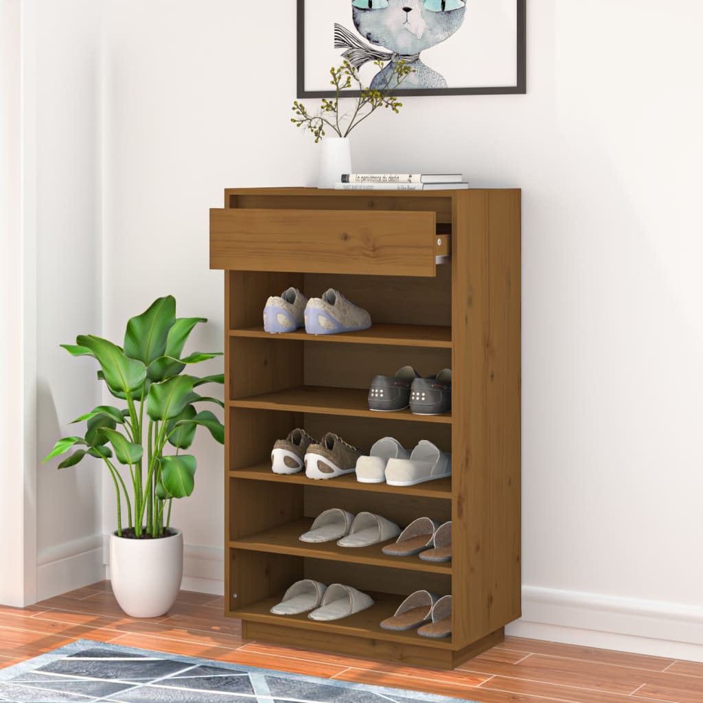 Vidaxx Schuhschrank 60x34x105 cm Festkiefer Honigbraun