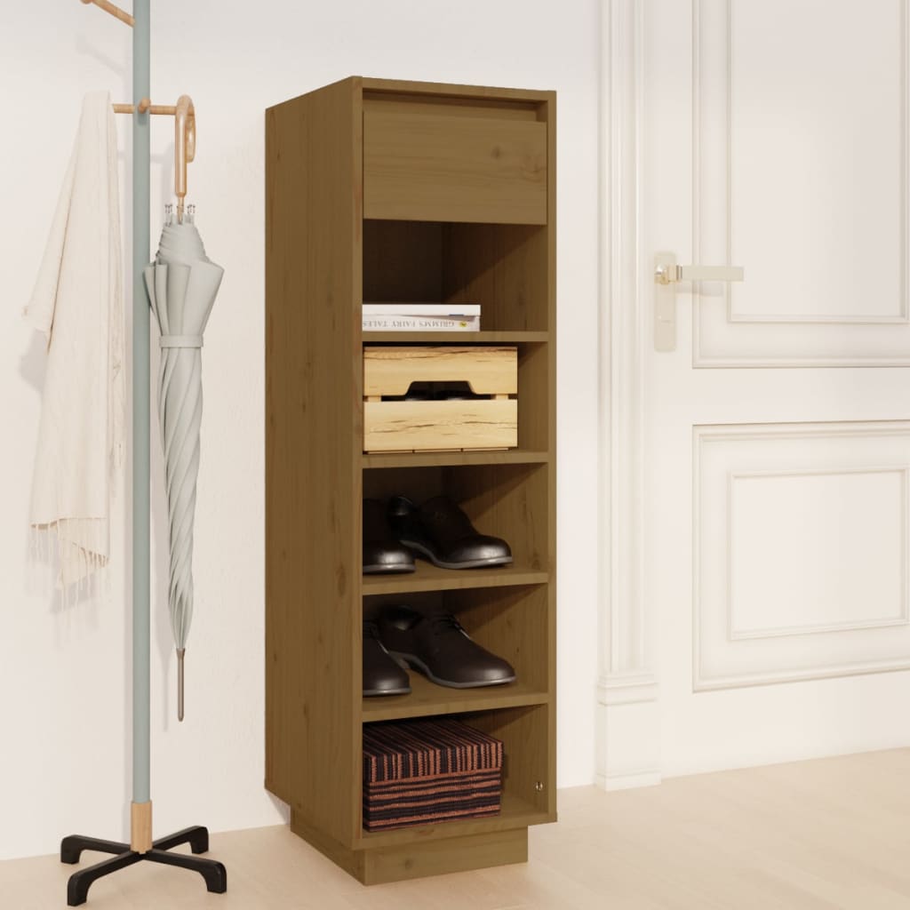 Vidaxx Schuhschrank 30x34x105 cm Festkiefer Honigbraun